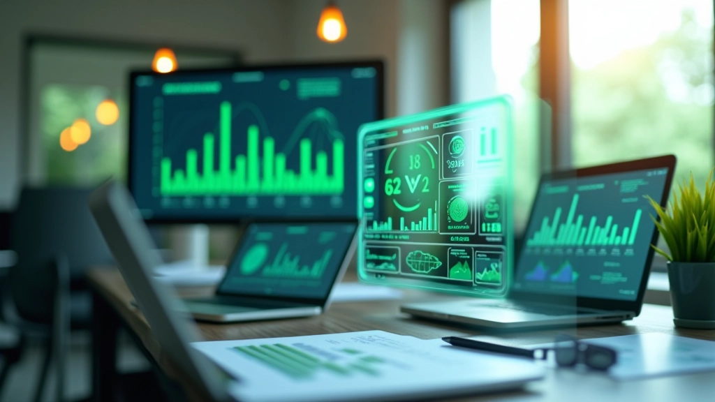 Klimapolitik-Analysecenter mit modernen Datenvisualisierungen und grünen Energieindikatoren