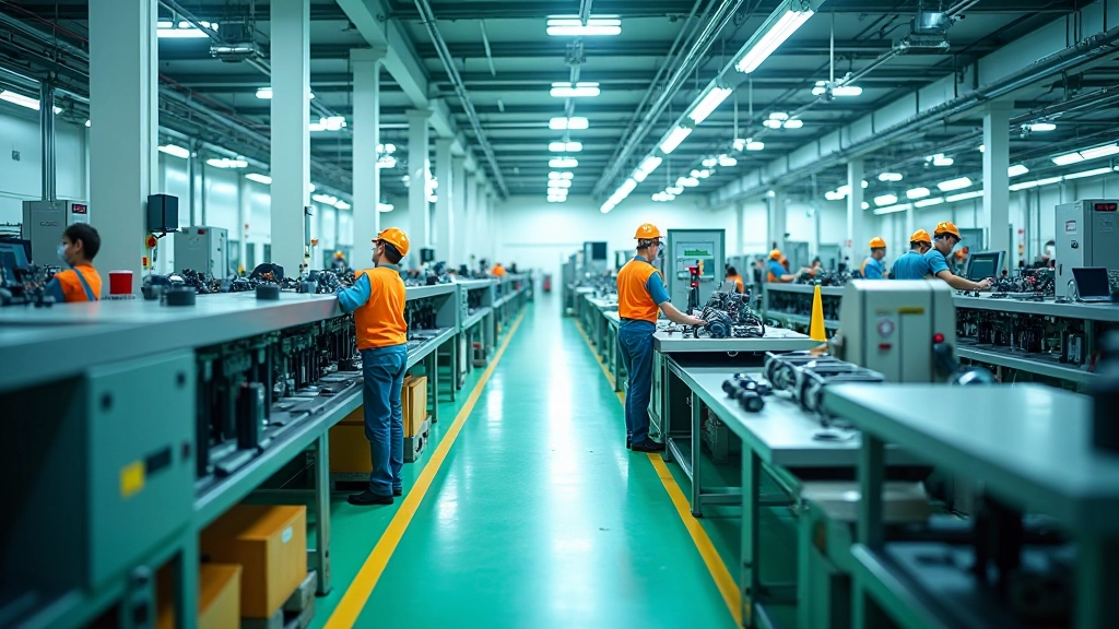 Verschiedene Industriebereiche: Chemie, Metallverarbeitung und Lebensmittelproduktion mit modernen Produktionsanlagen